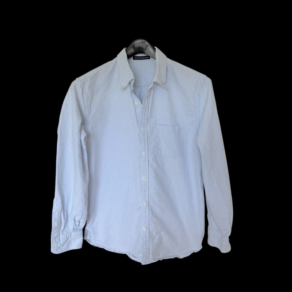 Brandy Melville‎ Blue White Pinstripe Button Down Cotton Shirt MH425-Z324